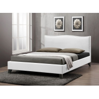 Baxton Studio CF8276-QUEEN-WHITE Battersby Modern Bed with Upholstered Headboard